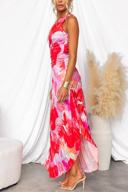 Floral One Shoulder Maxi Dress for Women