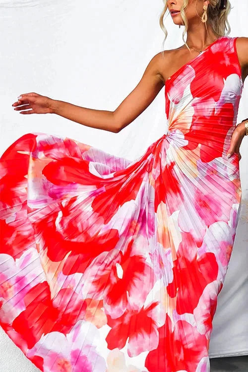 Floral One Shoulder Maxi Dress for Women