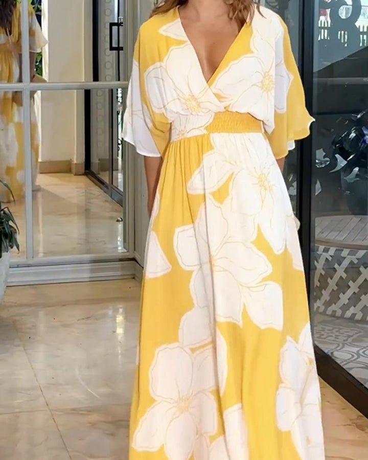 Elegant Floral Midi Dress with Harmony Design