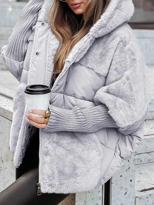 Quilted Hooded Faux Fur Lined Jacket for Women