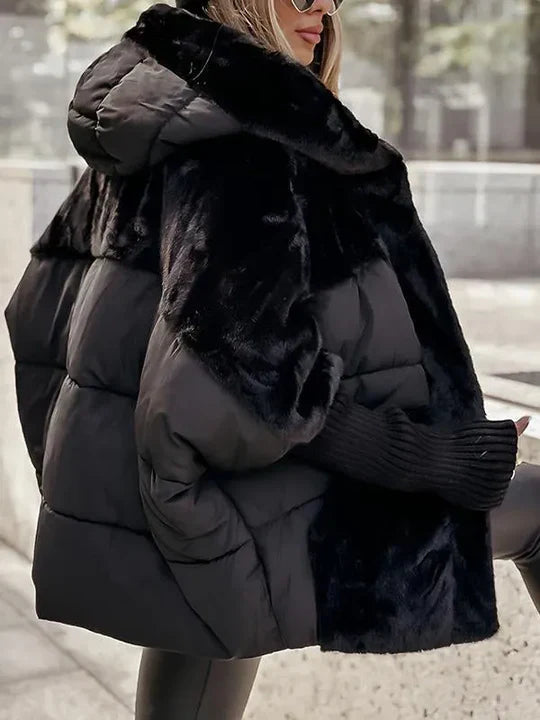 Quilted Hooded Faux Fur Lined Jacket for Women
