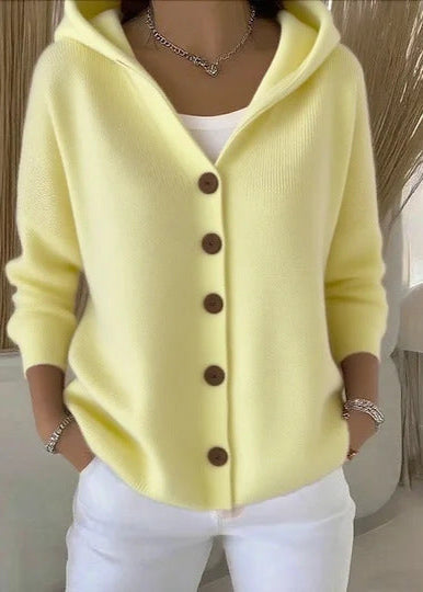 Hooded Button Knit Cardigan for Women