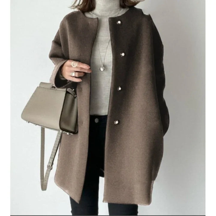 Oversized Button-Front Coat for Women