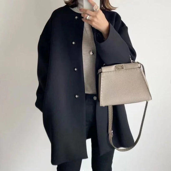 Oversized Button-Front Coat for Women