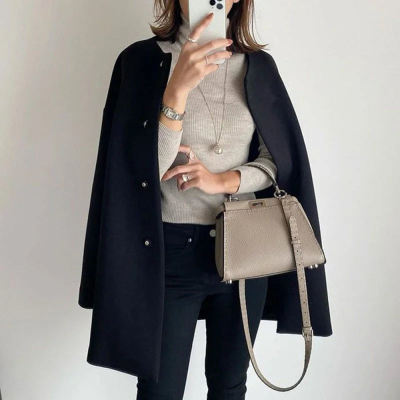 Oversized Button-Front Coat for Women