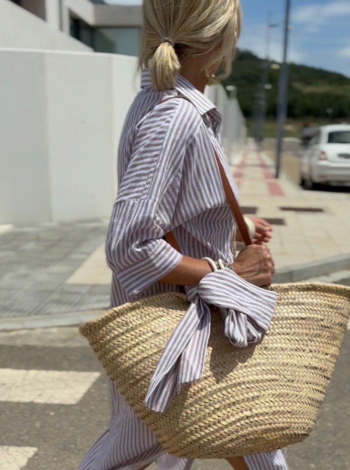 Striped Midi Shirt Dress for Women