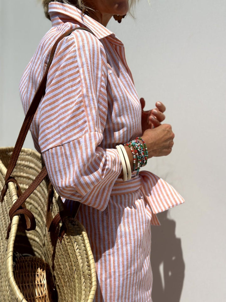 Striped Midi Shirt Dress for Women