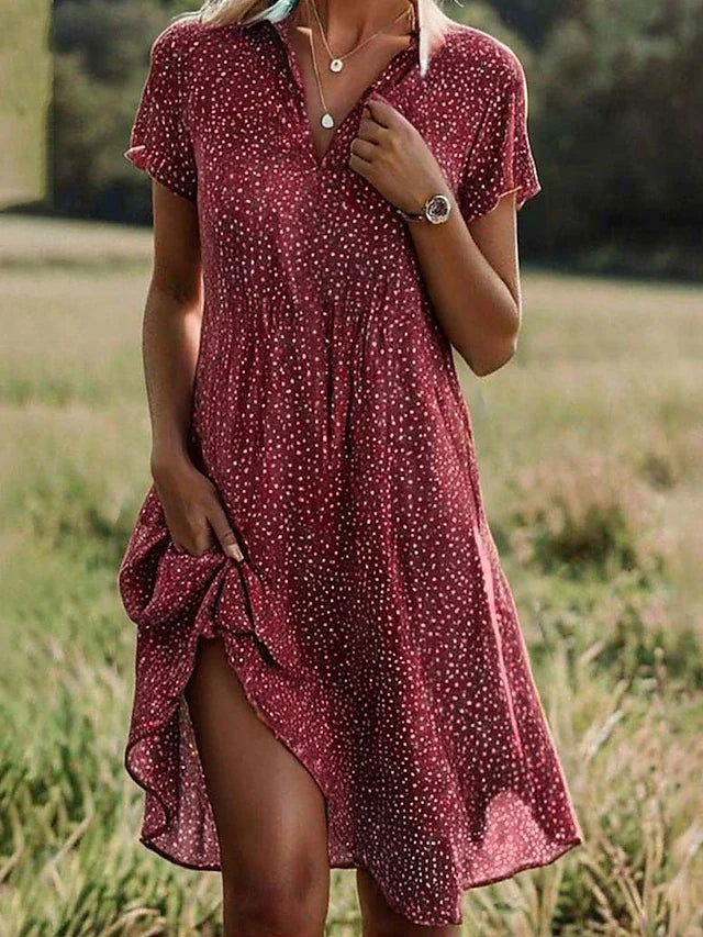 Short Sleeve Midi Shirt Dress for Women