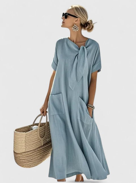 Flowy Short Sleeve Maxi Dress for Women
