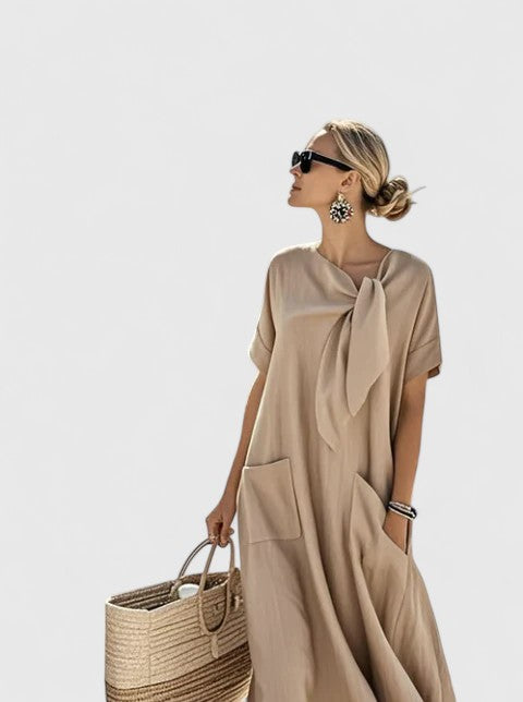 Flowy Short Sleeve Maxi Dress for Women