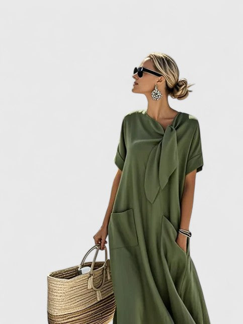 Flowy Short Sleeve Maxi Dress for Women