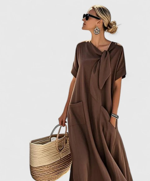 Flowy Short Sleeve Maxi Dress for Women