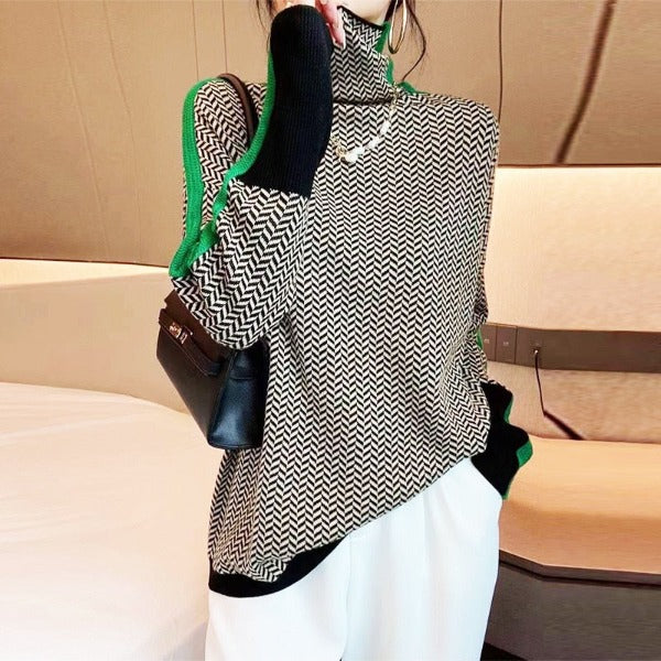Oversized Striped Crewneck Sweater for Women