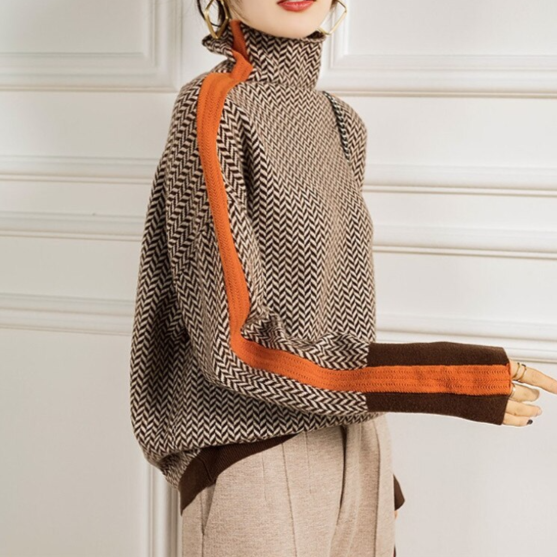 Oversized Striped Crewneck Sweater for Women