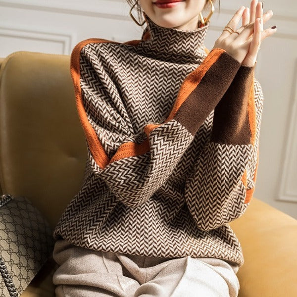 Oversized Striped Crewneck Sweater for Women