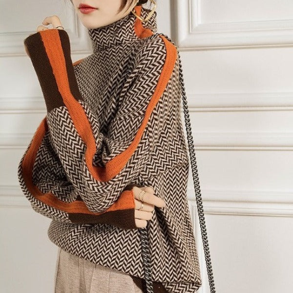 Oversized Striped Crewneck Sweater for Women
