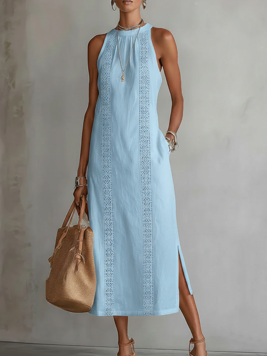 Sleeveless Round Neck Midi Dress for Women