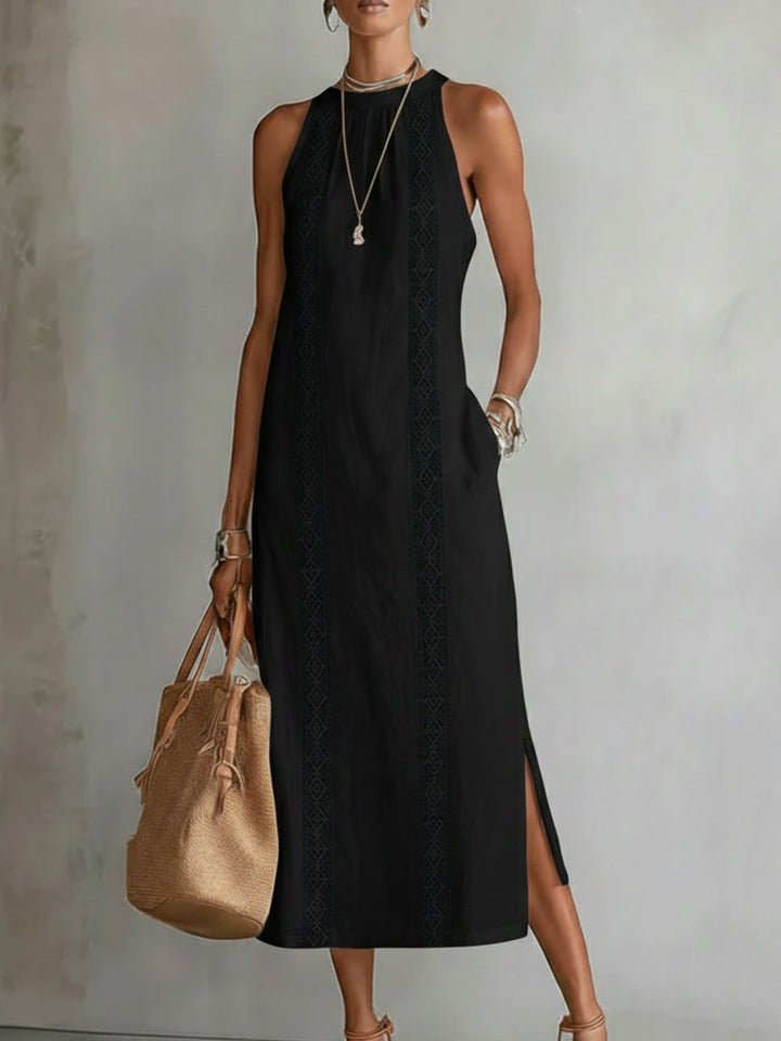Sleeveless Round Neck Midi Dress for Women