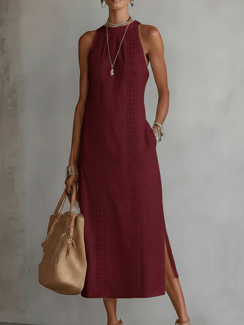 Sleeveless Round Neck Midi Dress for Women