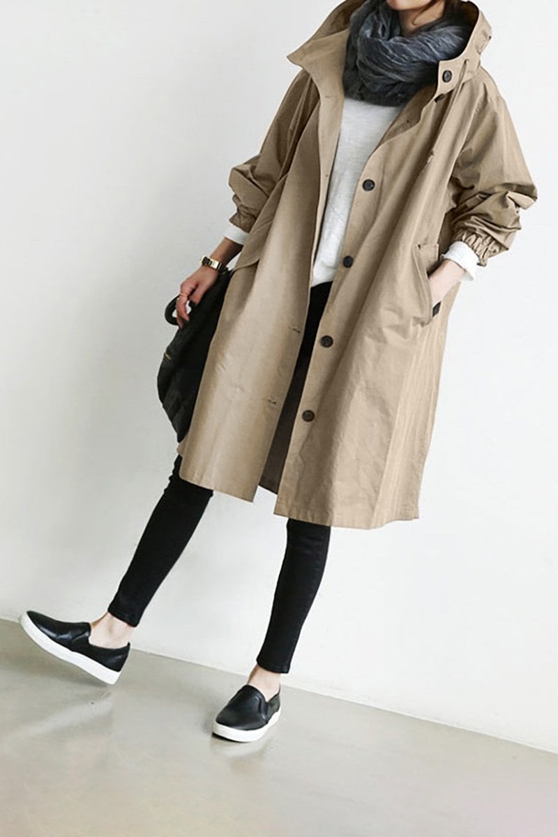 Oversized Rain Parka Trench Coat for Women