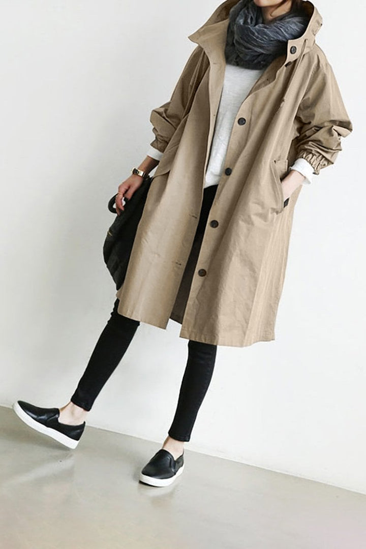 Oversized Rain Parka Trench Coat for Women