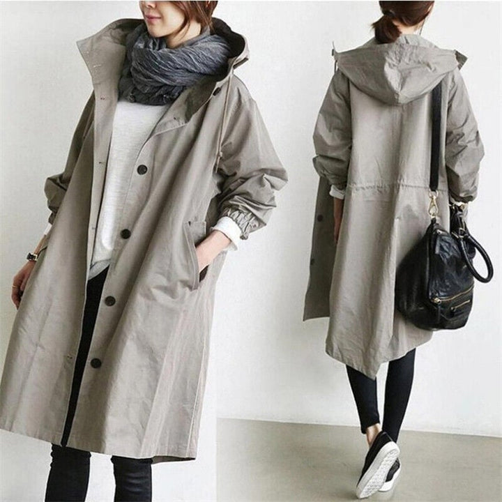 Oversized Rain Parka Trench Coat for Women