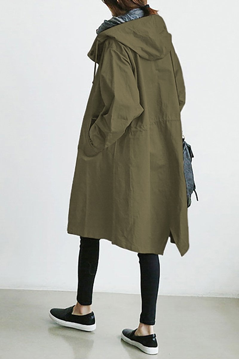 Oversized Rain Parka Trench Coat for Women
