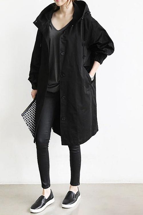 Oversized Rain Parka Trench Coat for Women