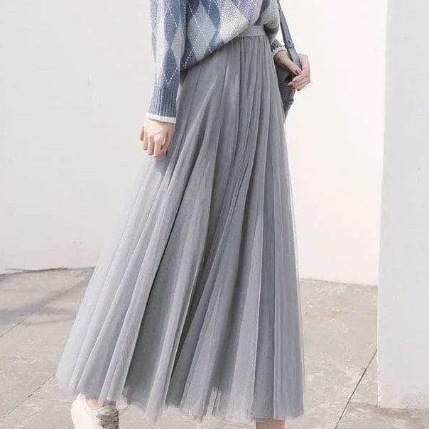 High Waist Tulle Midi Skirt for Women