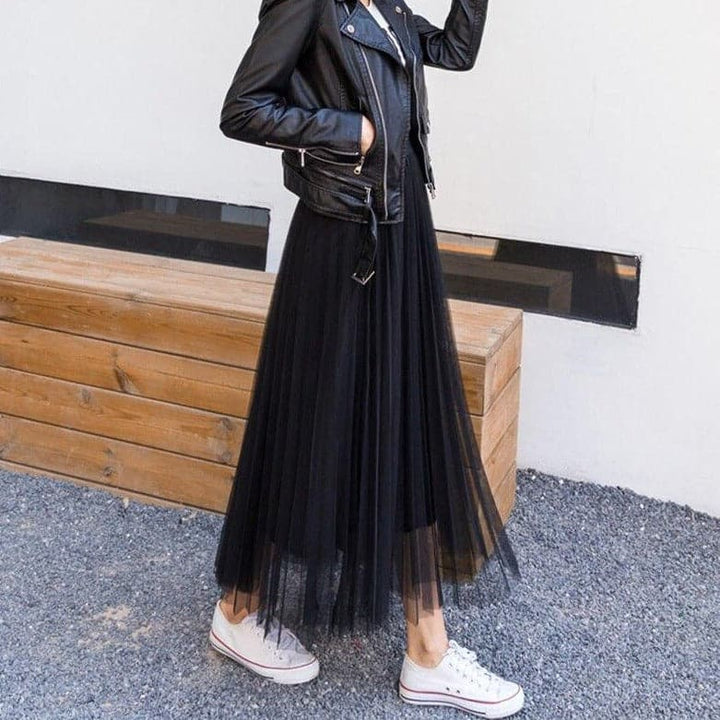 High Waist Tulle Midi Skirt for Women