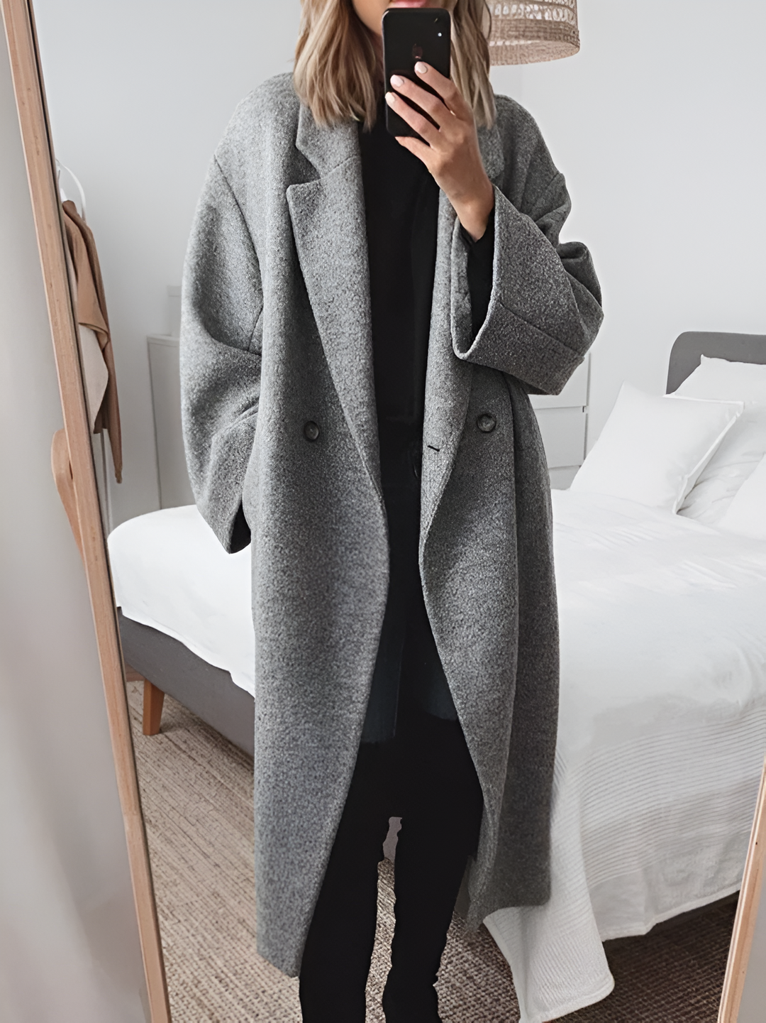 Double-Breasted Oversized Coat for Women