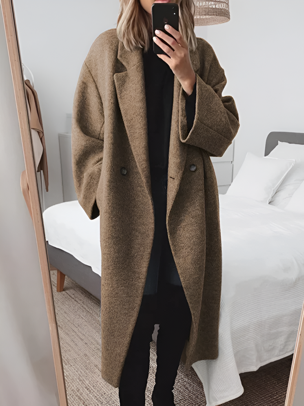 Double-Breasted Oversized Coat for Women