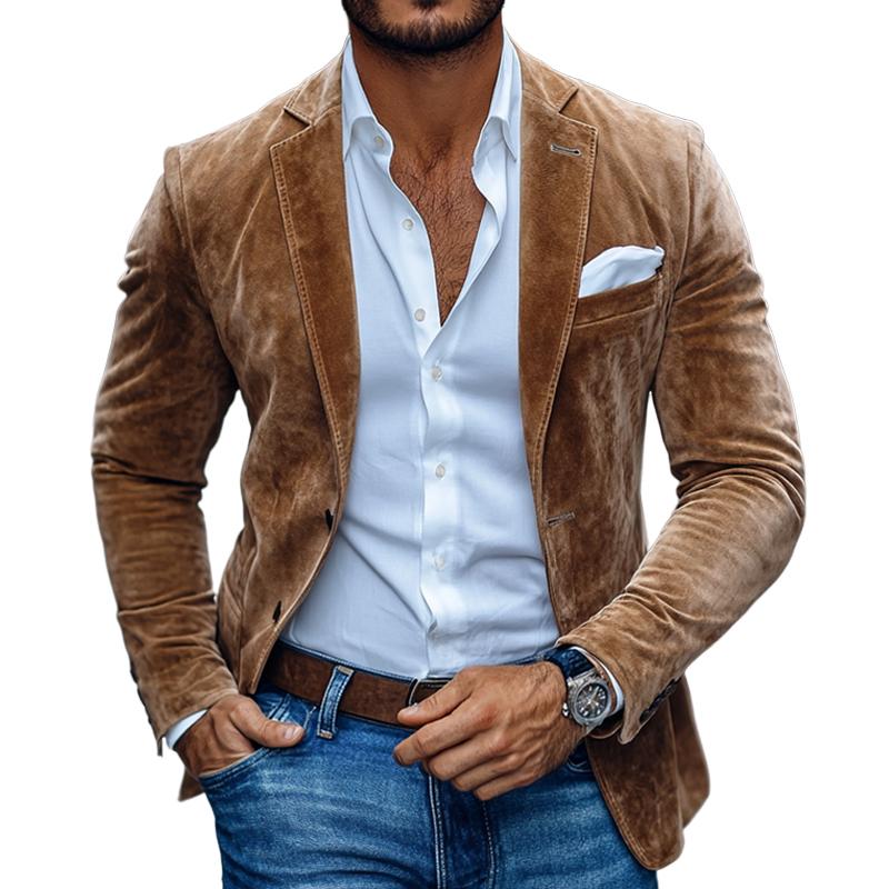 Suede Slim Fit Blazer for Men