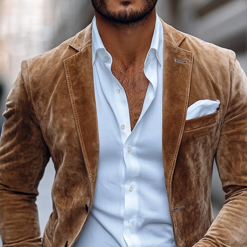Suede Slim Fit Blazer for Men