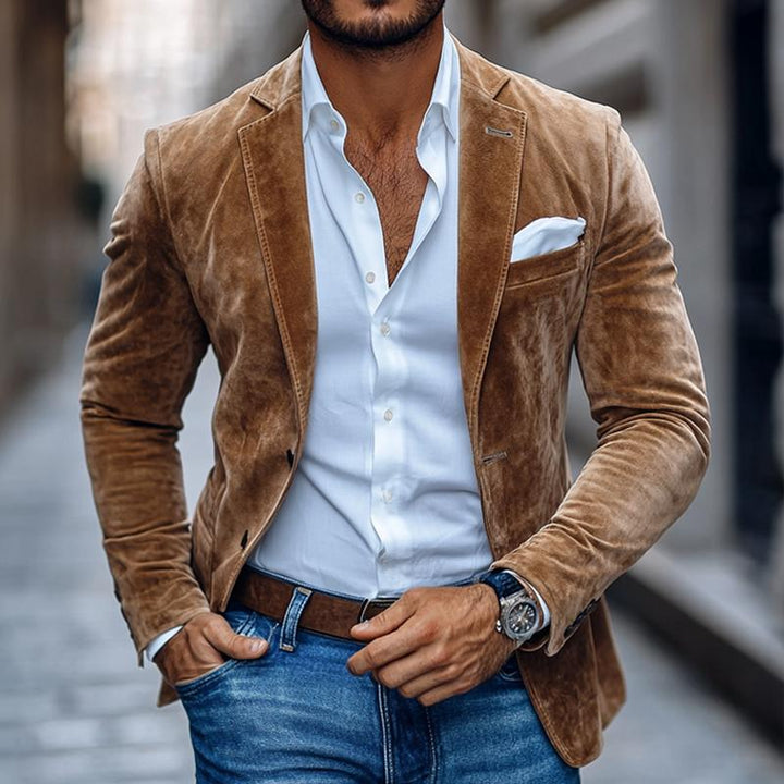 Suede Slim Fit Blazer for Men