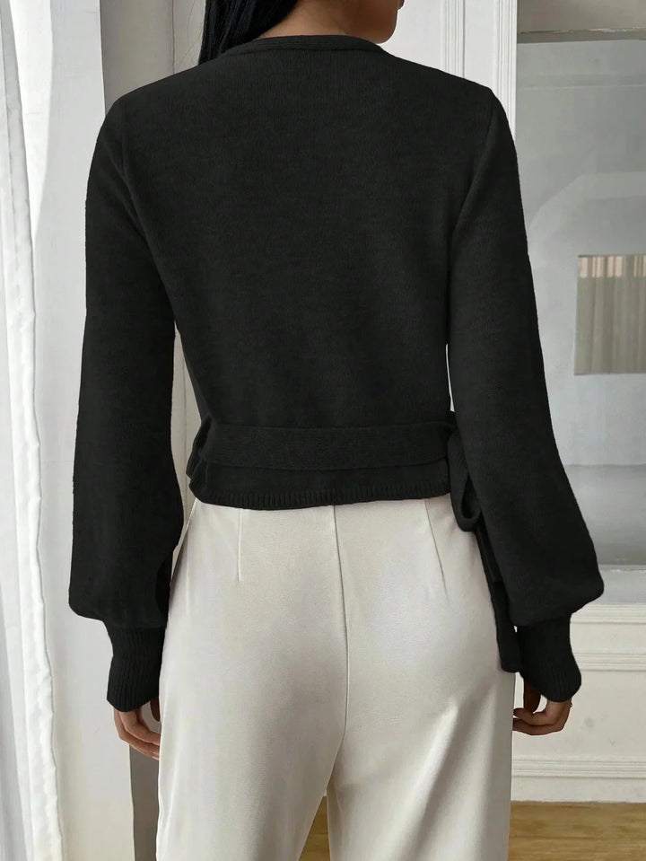 Wrap V-Neck Knit Sweater for Women