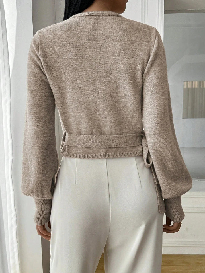 Wrap V-Neck Knit Sweater for Women