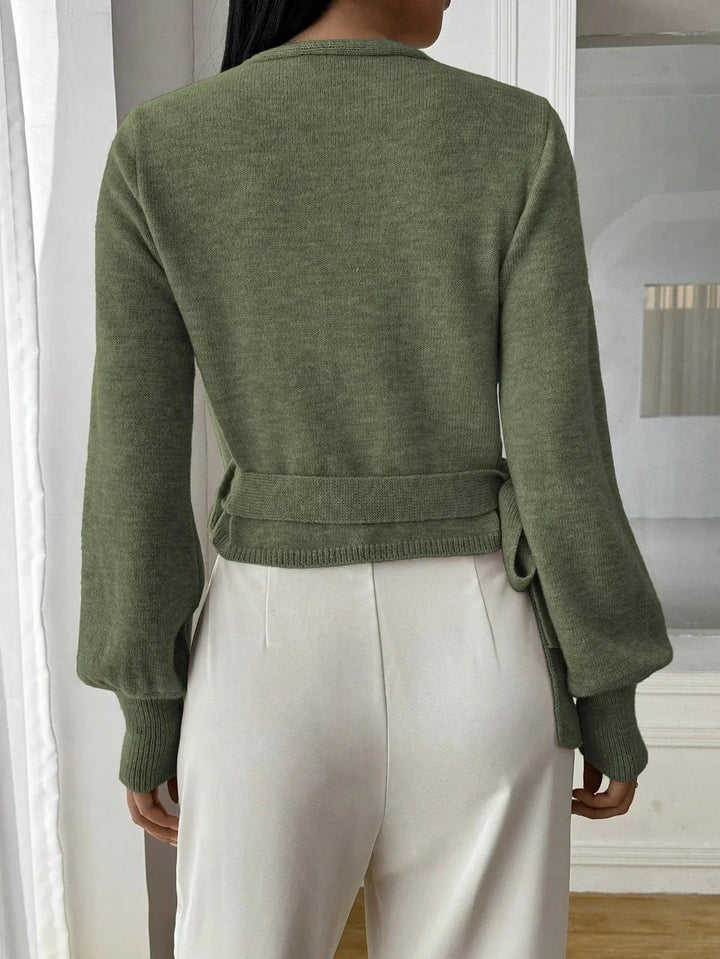 Wrap V-Neck Knit Sweater for Women