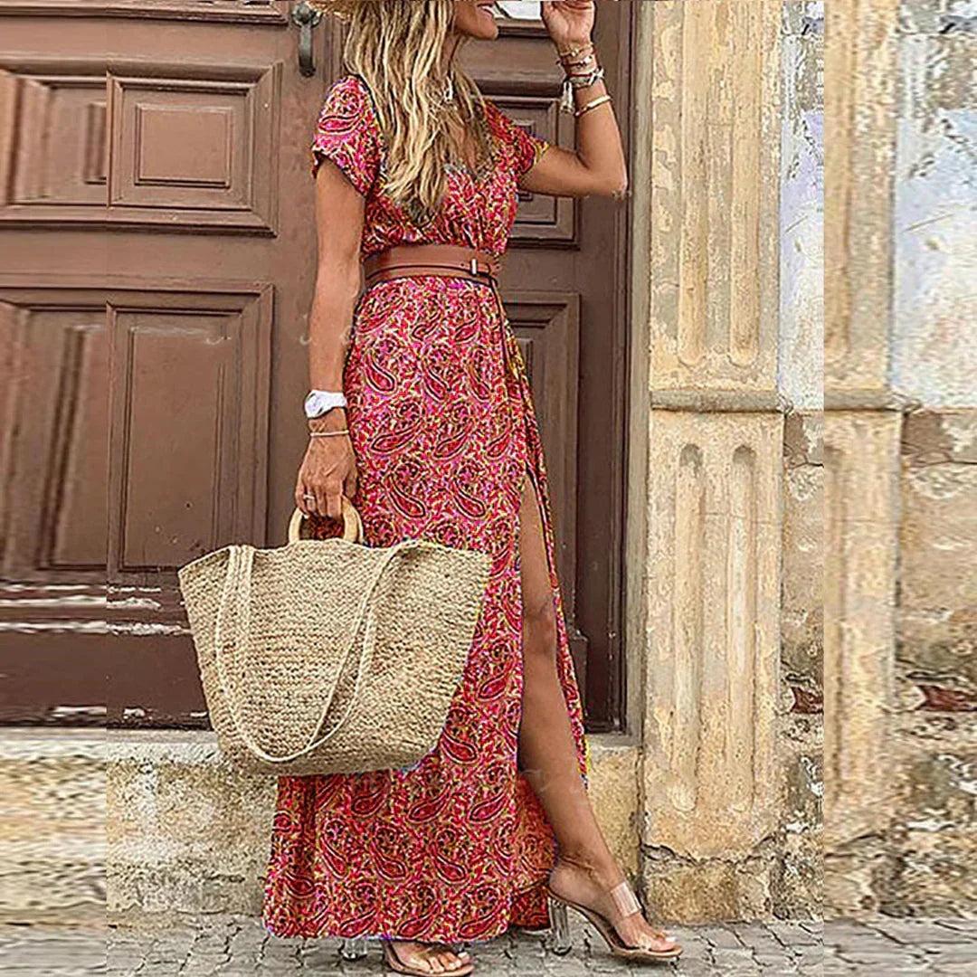 Floral Side-Slit Maxi Dress for Women