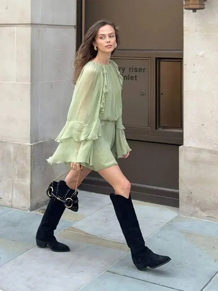 Ruffle Sleeve Mini Dress for Women