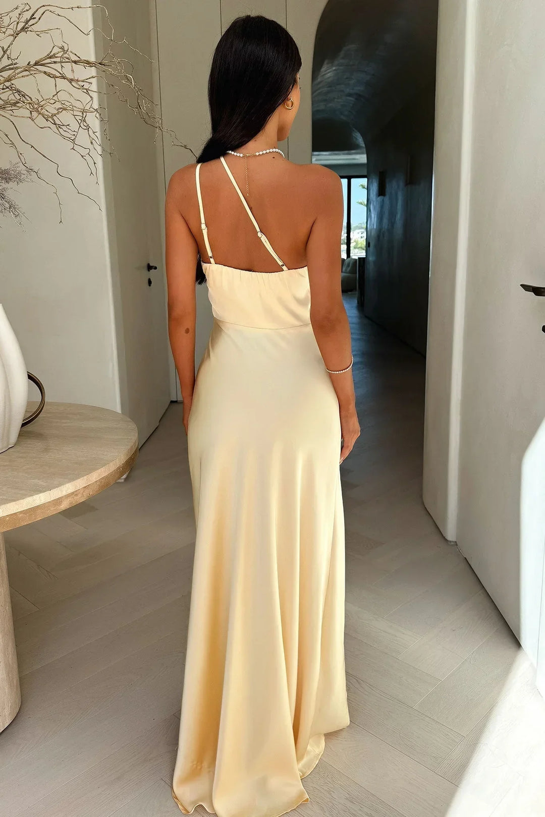 Asymmetric Maxi Dress with Side Slit for Women