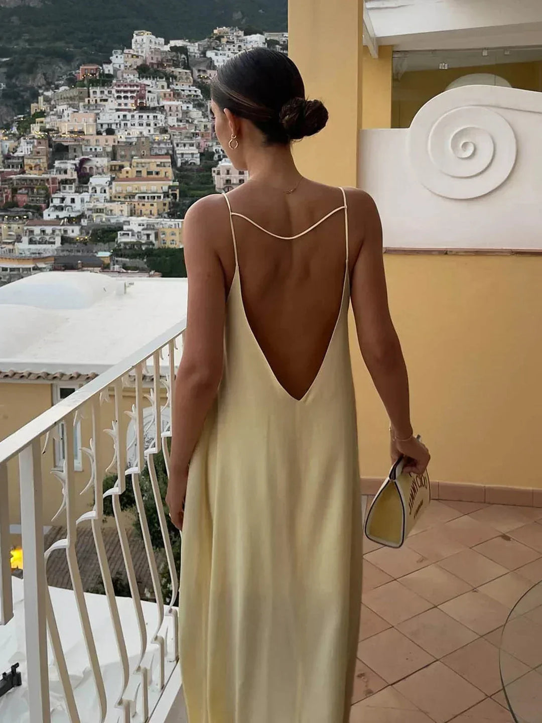 Satin Open-Back Maxi Dress for Women