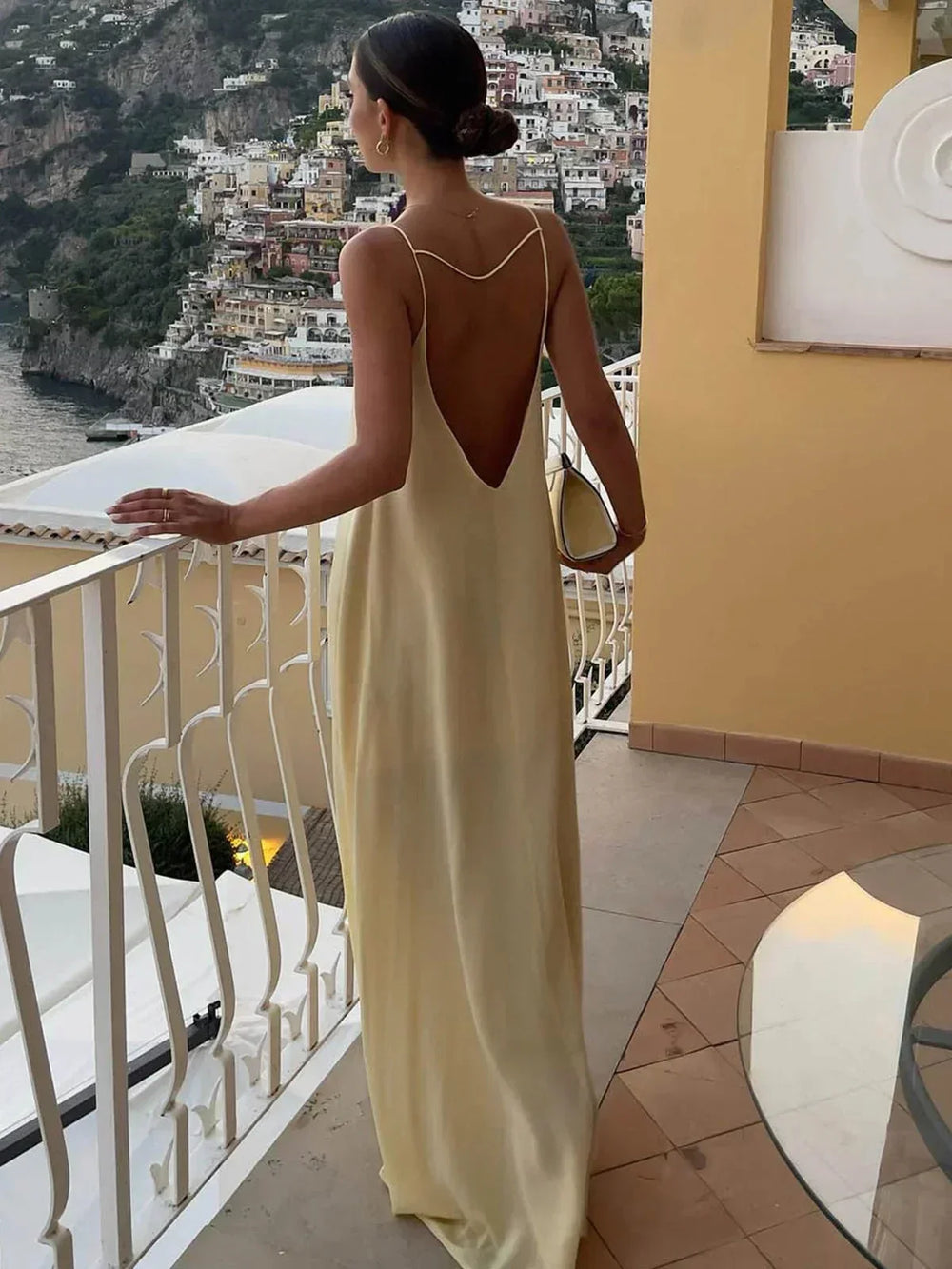 Satin Open-Back Maxi Dress for Women