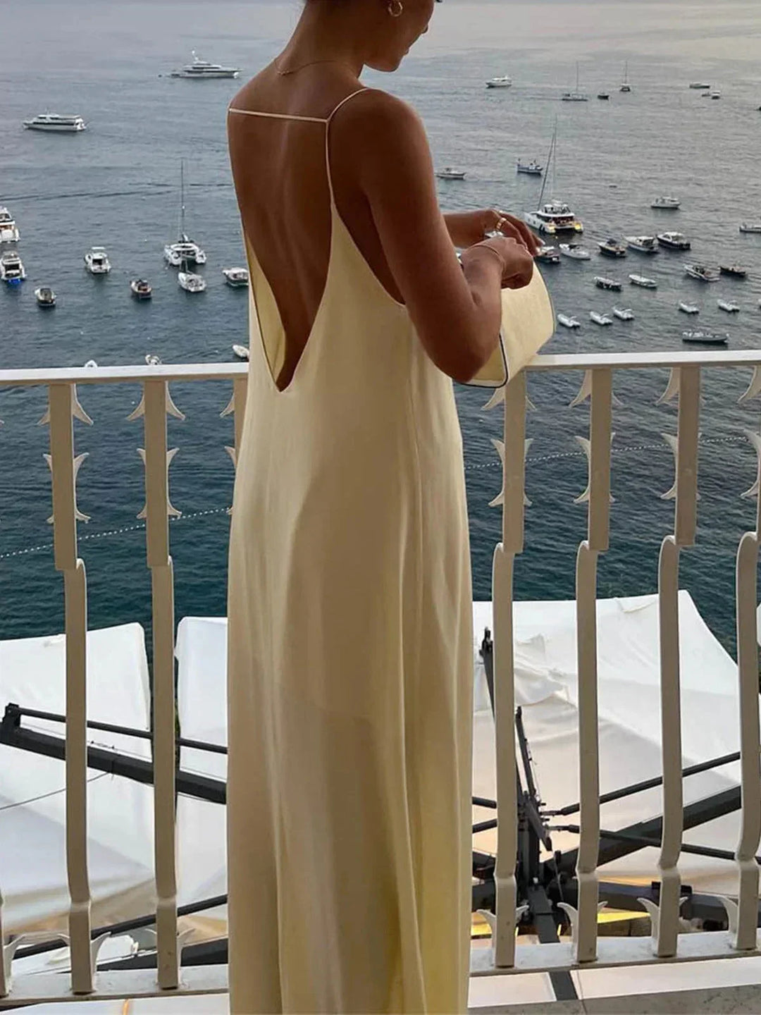 Satin Open-Back Maxi Dress for Women