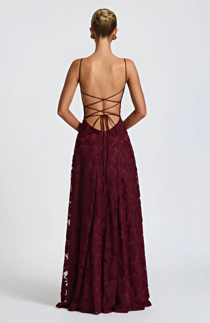 Lace Backless Maxi Evening Dress for Women