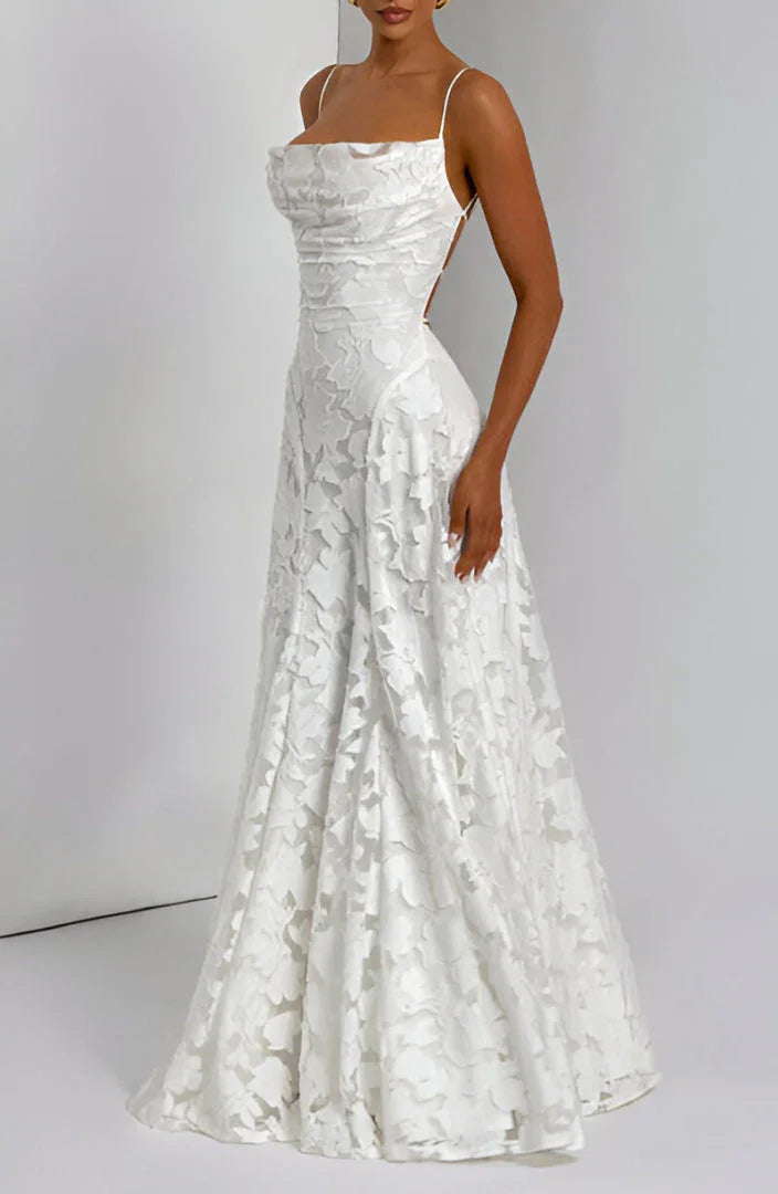 Lace Backless Maxi Evening Dress for Women