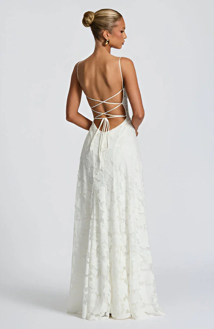Lace Backless Maxi Evening Dress for Women