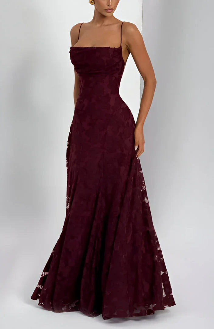 Lace Backless Maxi Evening Dress for Women