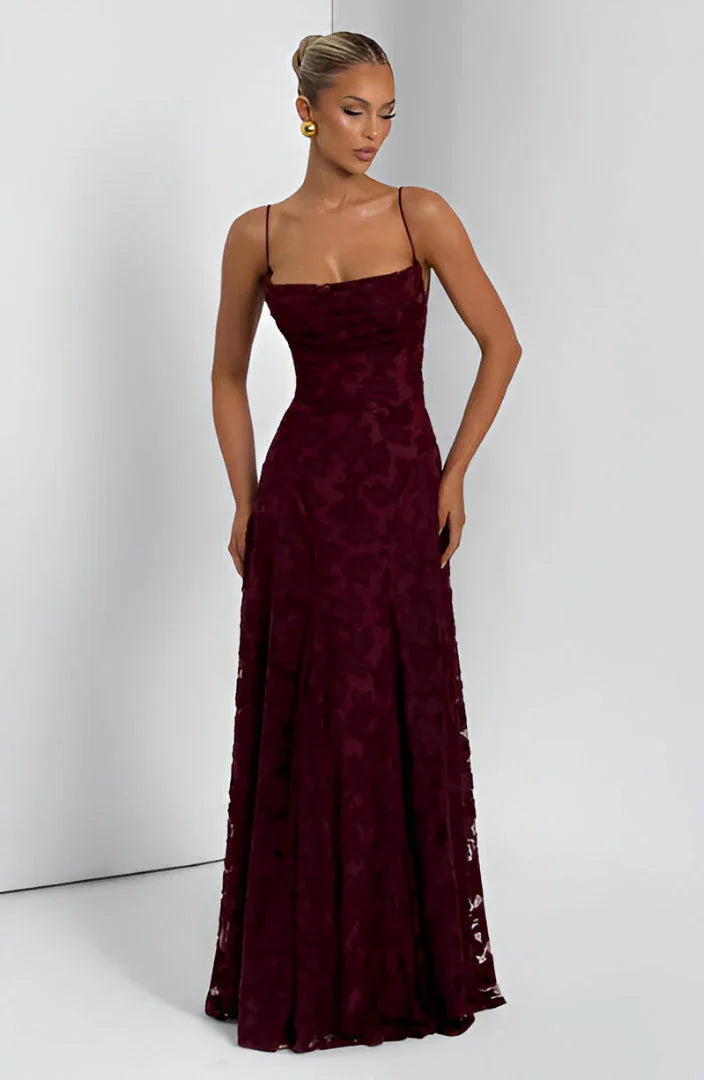 Lace Backless Maxi Evening Dress for Women