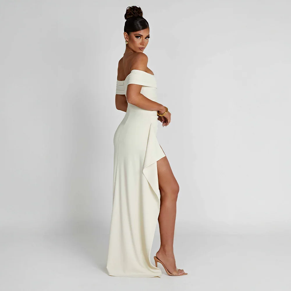 Off Shoulder Maxi Dress with Slit for Women